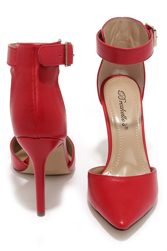 Cute Ankle Strap Heels Red Heels Pointed Heels 28.00