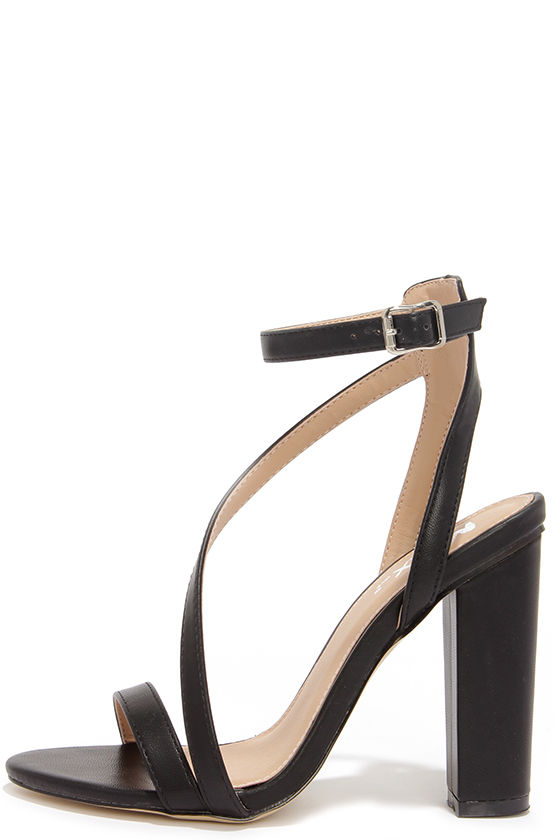 Chic Black Heels - Ankle Strap Heels - Block Heels - $38.00 - Lulus