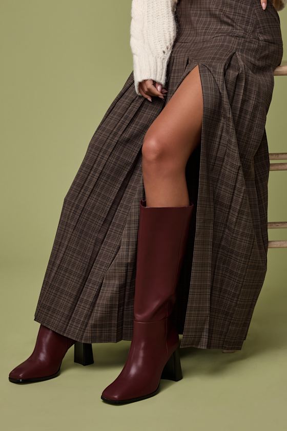 Image of Reelee Oxblood Square Toe Knee-High Boots