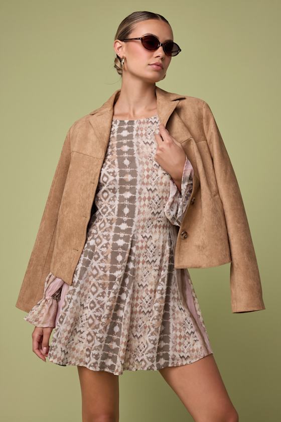 Lulus Wrenlynn Tan Suede Collared Jacket In Brown