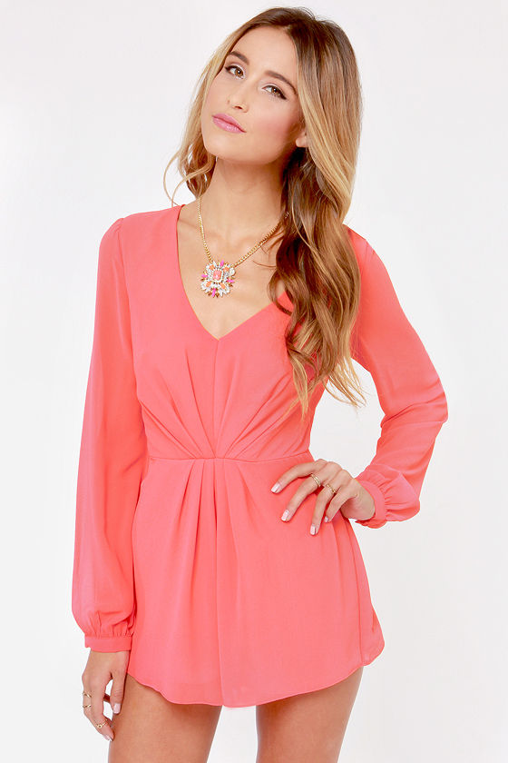 coral romper dress