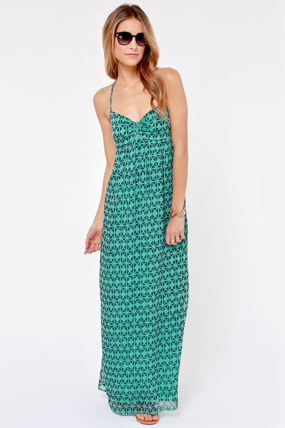 Roxy Solar Eclipse - Maxi Dress - Print Dress - Teal Dress ...