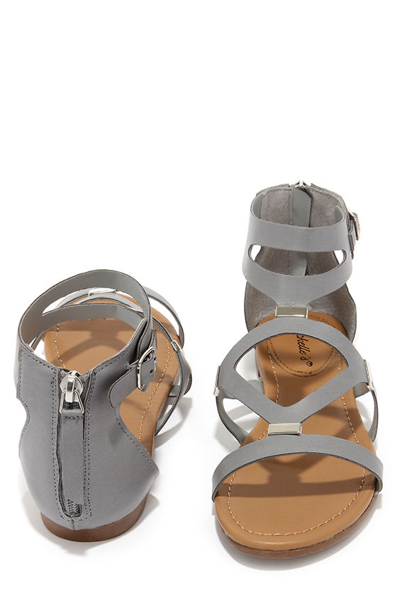 All Roads Lead to Rome Grey and Silver Gladiator Sandals