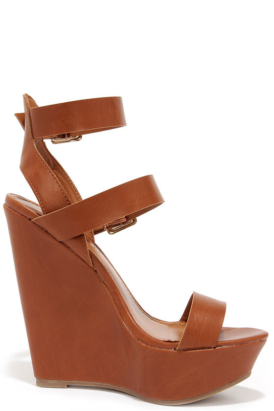 tan platform wedge
