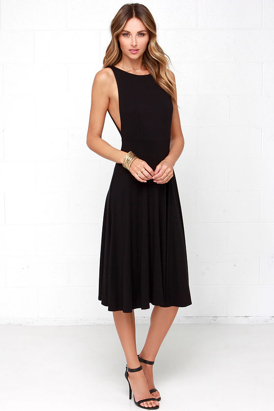 Lovely Black Dress - Midi Dress - Backless Dress - $48.00 - Lulus