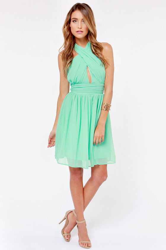 Sexy Green Dress - Halter Dress - Chiffon Dress - Mint Green Dress - $47.00