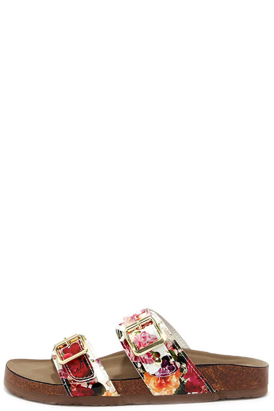 floral slide sandals