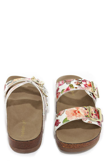 Cute Floral Sandals Slide Sandals White Sandals Lulus