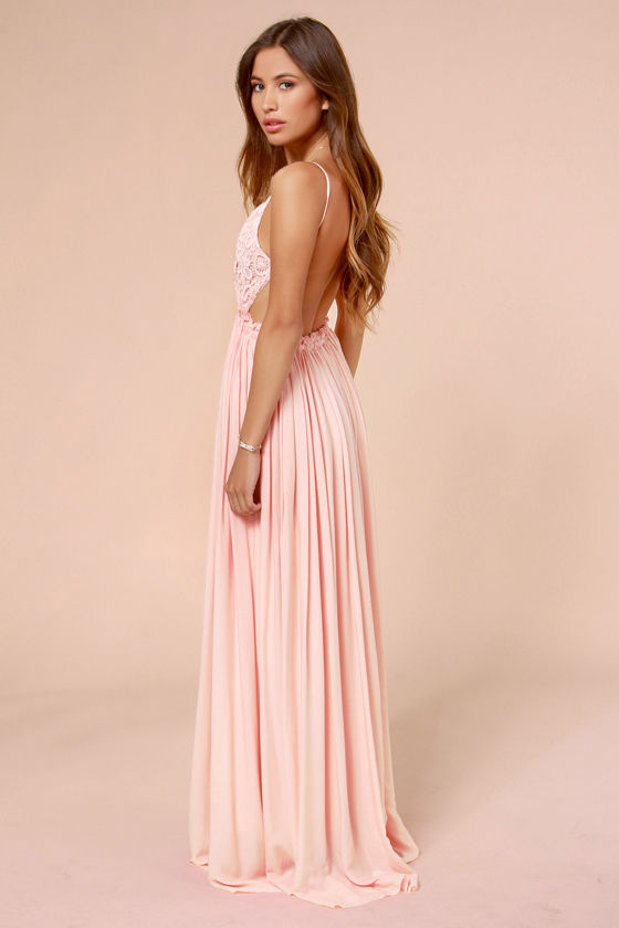 light pink lace maxi dress