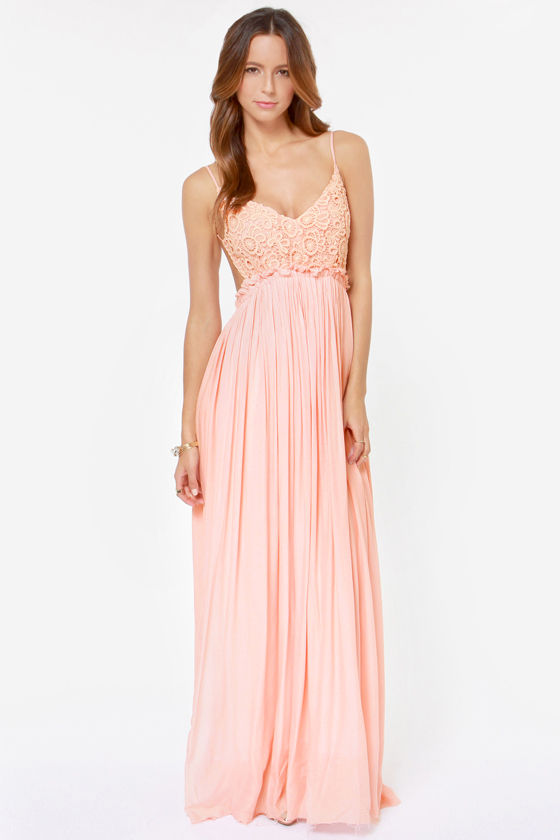 blush crochet maxi dress