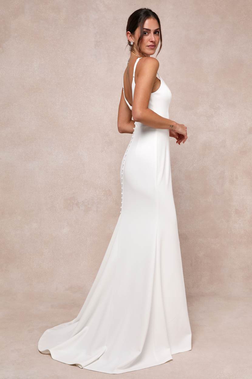 chinese dress ladies Designer Silky Satin Cowl Back Mermaid Wedding Dress