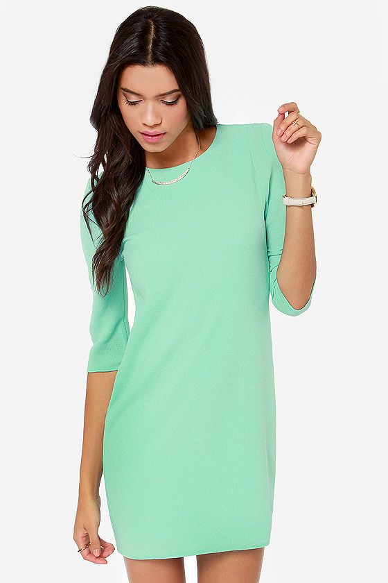 Pretty Mint Dress - Shift Dress - Dress With Sleeves - $49.00 - Lulus