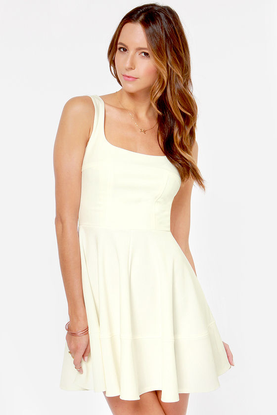 Pretty Ivory Dress - Skater Dress - White Dress - $42.00 - Lulus
