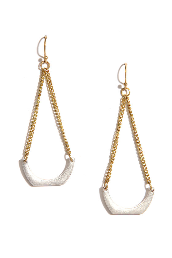 Pretty Gold and Silver Earrings - Chain Earrings - $11.00 - Lulus