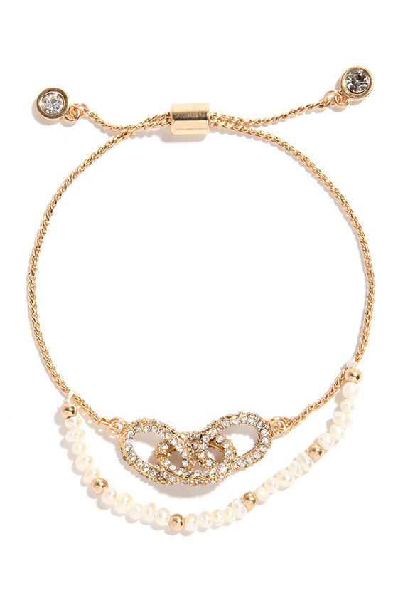 Lovely Gold Bracelet - Pearl Bracelet - Rhinestone Bracelet - $15.00 - Lulus