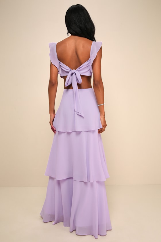 Lavender Chiffon Dress - Chiffon Maxi Dress - Ruffled Maxi Dress