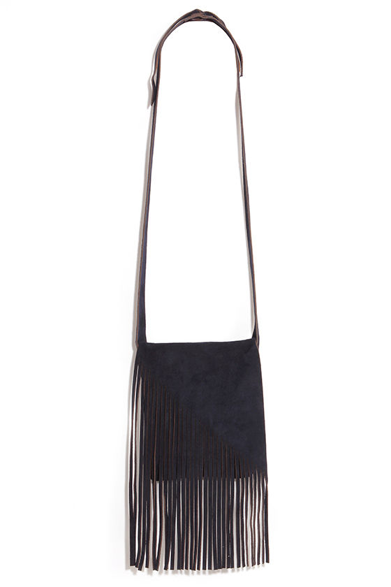 Cute Navy Blue Purse Suede Purse Leather Purse Fringe Purse 74.00