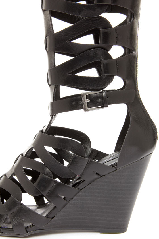 black gladiator sandals wedge