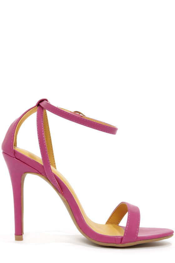 Cute Purple Heels - Ankle Strap Heels - Single Sole Heels - $28.00
