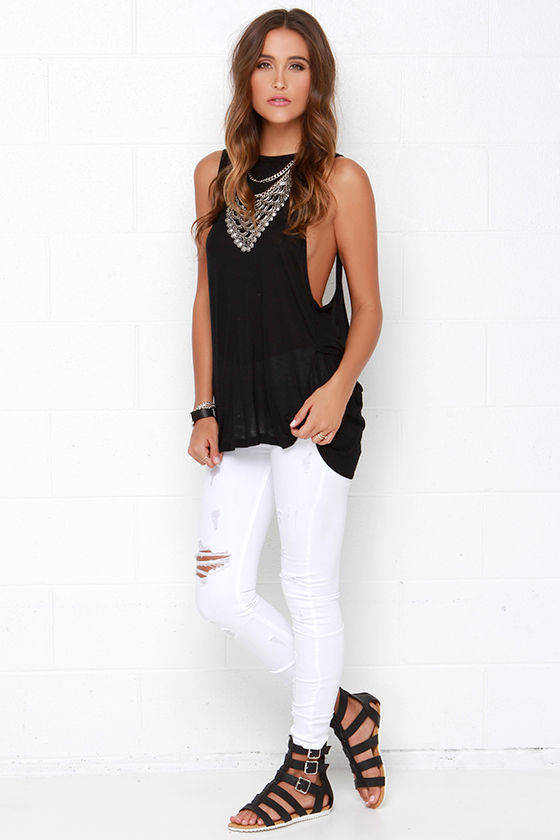Obey Anabella Tank - Black Top - Muscle Tee - Backless Top - $46.00 - Lulus