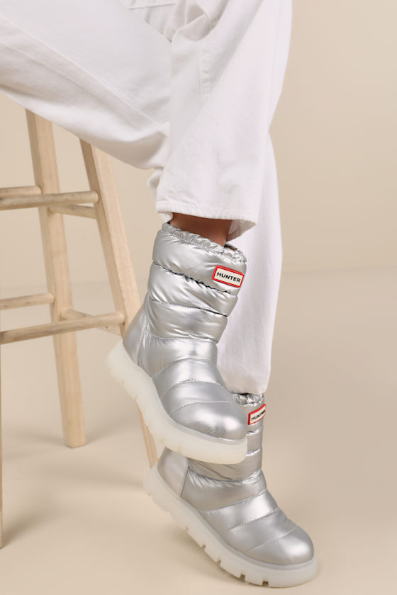 Maribel Silver Waterproof Insulated Puffer Mid-Calf Boots 8