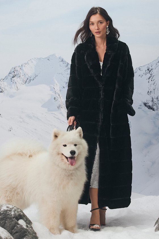 Image of Fantastically Cozy Black Quilted Faux Fur Long Coat