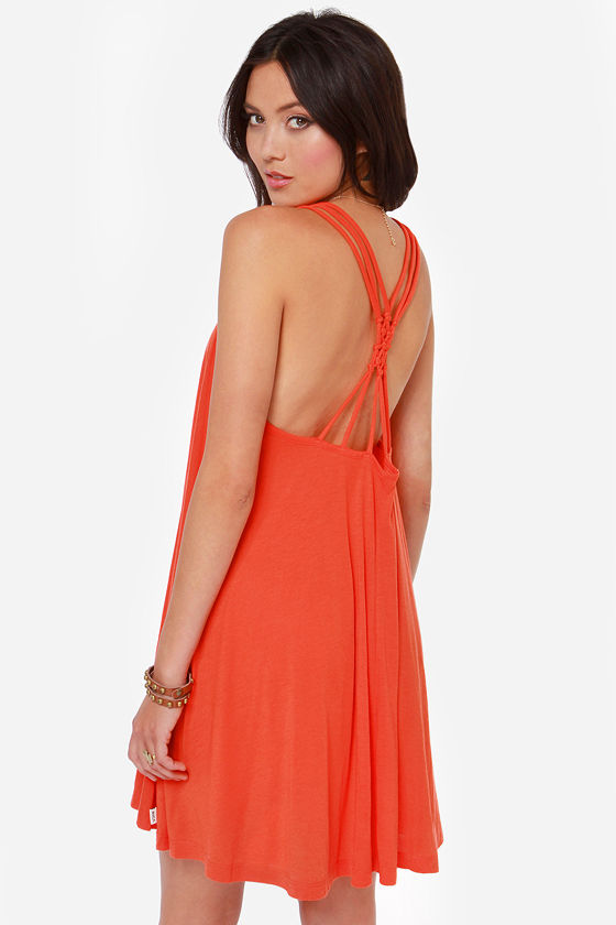 RVCA Magnitude Dress - Red Orange Dress - Babydoll Dress - $44.00 - Lulus