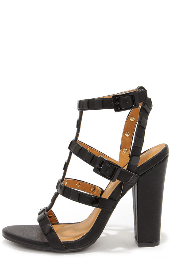 black studded high heels