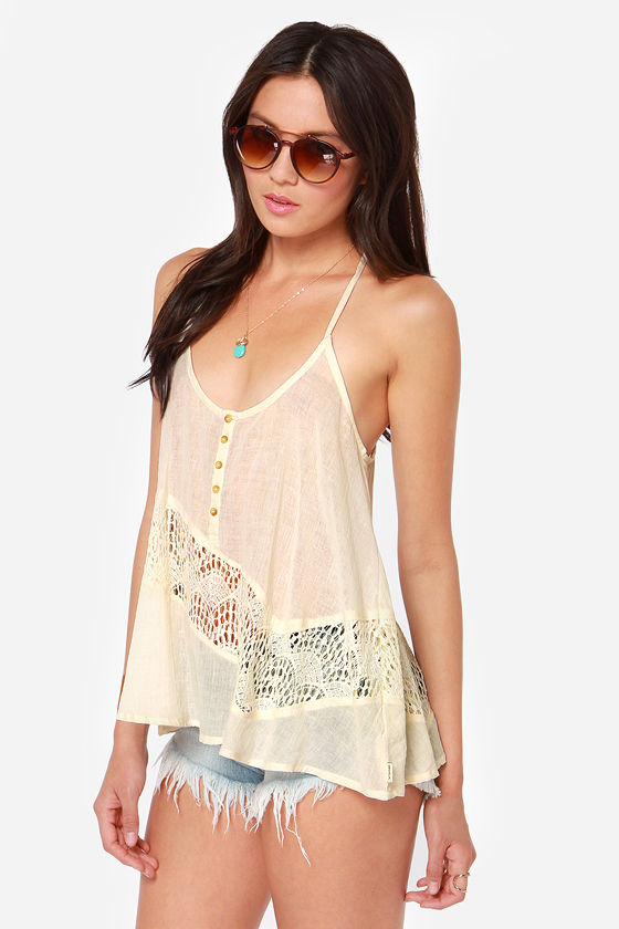 RVCA Arrowic - Lace Top - Tank Top - Cream Top - $36.00 - Lulus