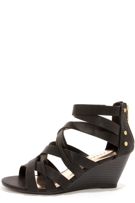 girls black wedge sandals