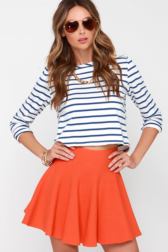 Orange Skirt - Orange Skater Skirt - Knit Skater Skirt - $42.00 - Lulus