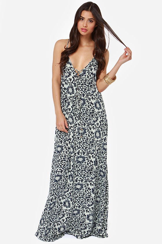 Cute Floral Print Dress - Maxi Dress - Navy Blue Dress - $59.00 - Lulus