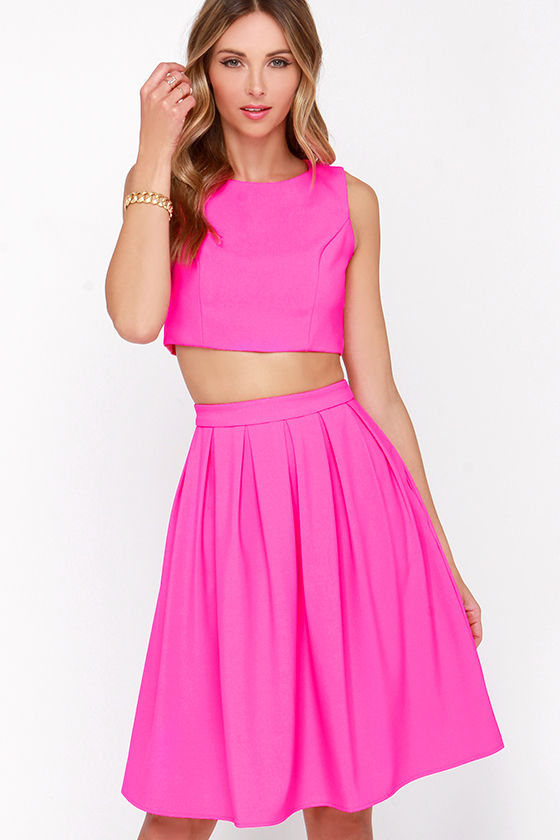 hot pink 2 piece outfit
