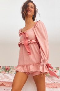 Brooky Light Pink Pointelle Knit Two-Piece Pajama Set 6