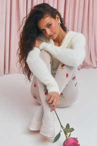 Bare Contour™ White Rosette Sheer Tights 1