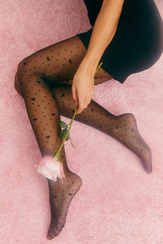 Bare Contour™ Black Heart Polka Dot Sheer Tights 2