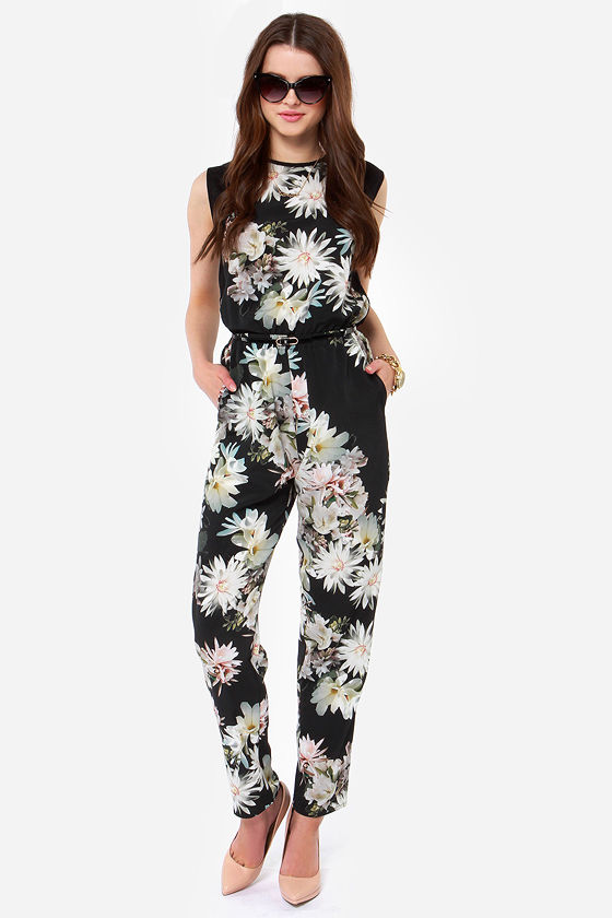 floral black jumpsuit