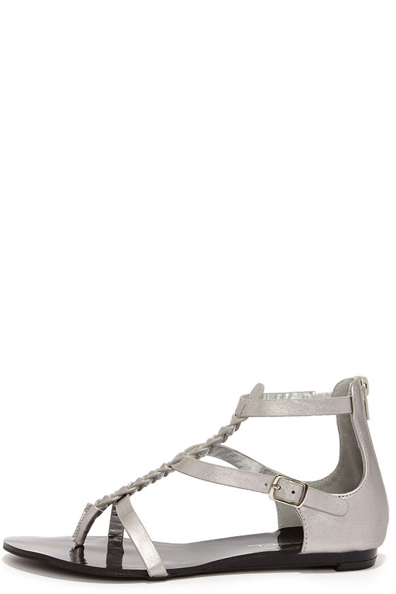 Cute Silver Sandals - Flat Sandals - Gladiator Sandals - $30.00 - Lulus