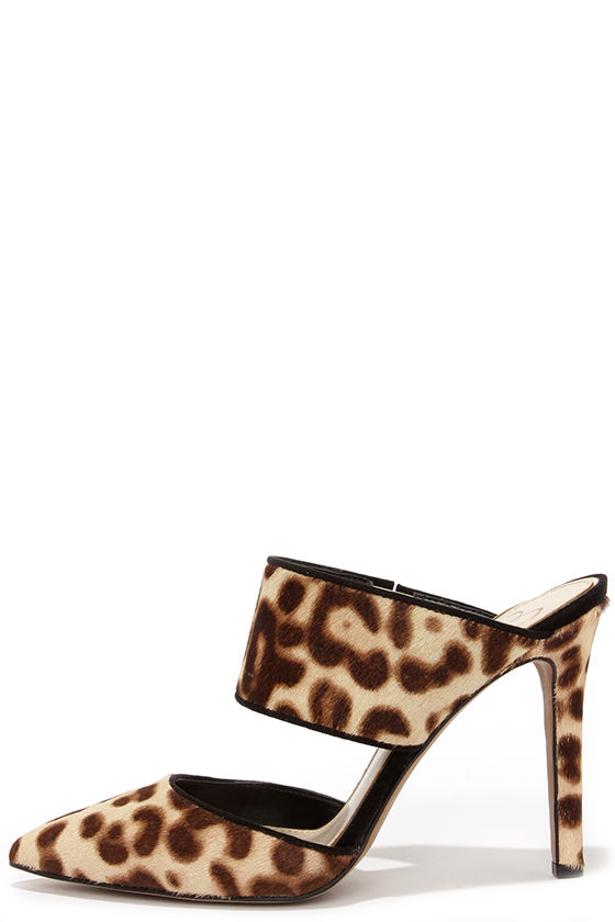 Cute Leopard Heels - Pony Fur Heels - Pointed Heels - Mules - $90.00 - Lulus