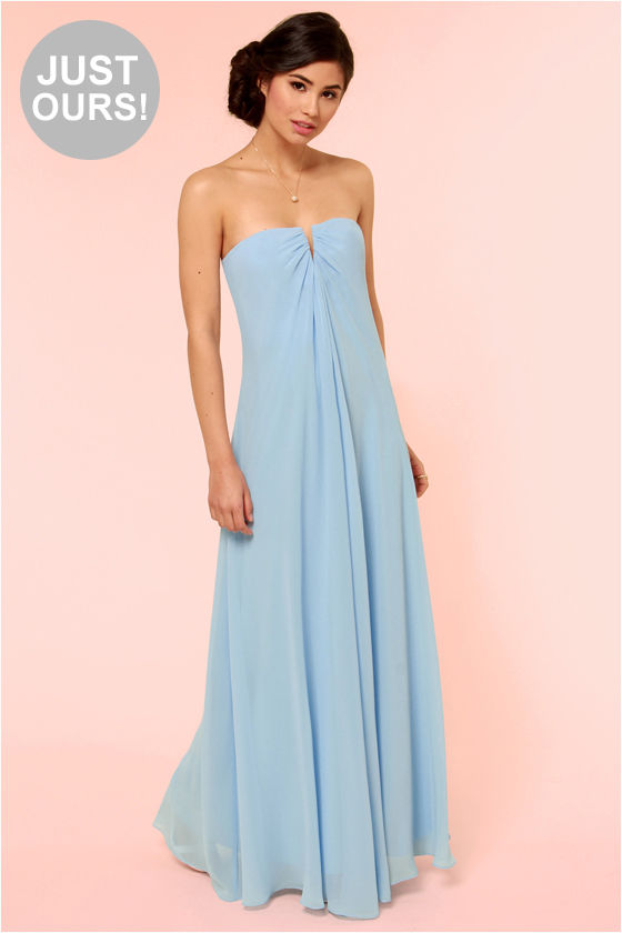Beautiful Light Blue Dress - Bridesmaid Dress - Strapless Dress - Maxi Dress - $97.00 - Lulus
