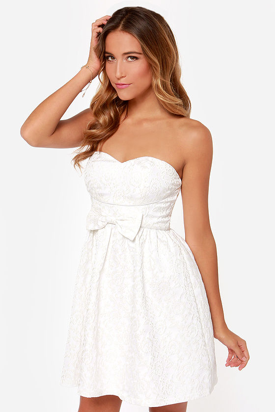 Pretty Ivory Dress - Strapless Dress - Skater Dress - $79.00 - Lulus