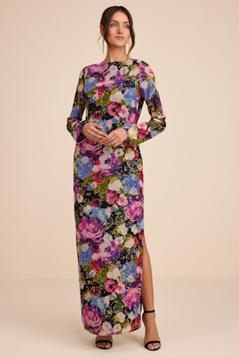 Merrit Black Multi Cowl Back Long Sleeve Maxi Dress 6
