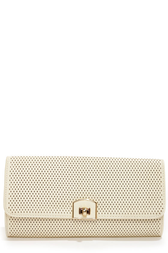 Cute Cream Clutch Vegan Leather Clutch Cutout Clutch 39.00 Lulus