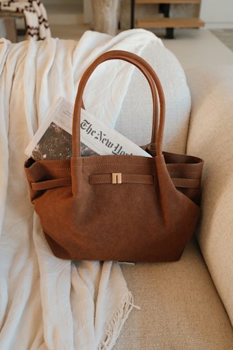 Rhodes Brown Suede Tote Bag 1