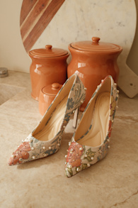 Wellica Cream Floral Jacquard Pearl Pointed-Toe Pumps 1