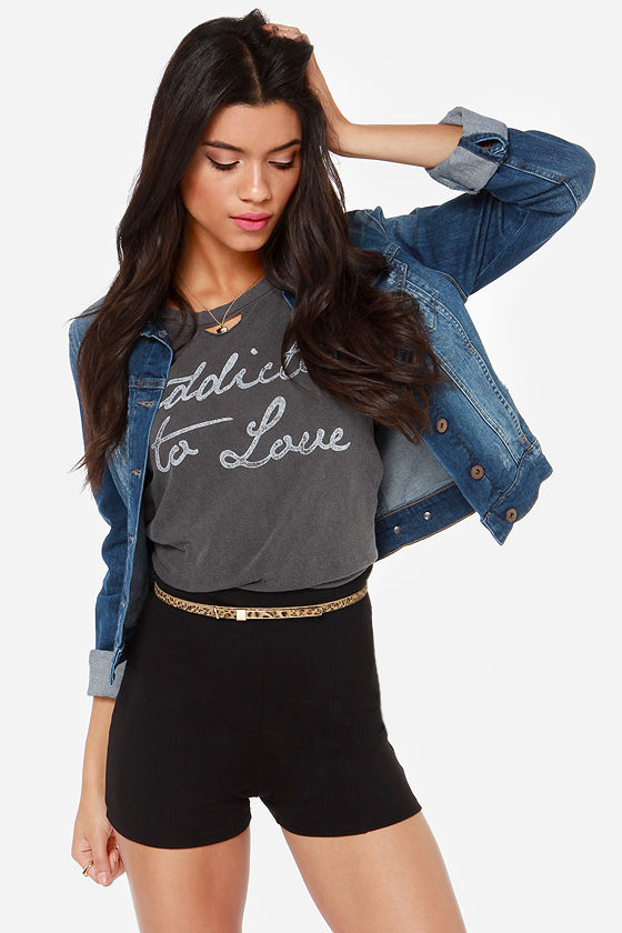 black high waisted shorts stretchy