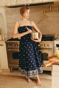 Kosi Navy Embroidered Backless Midi Dress 1