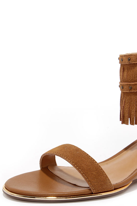 Cute Tan Sandals - Fringe Wedges - Wedge Sandals - $73.00