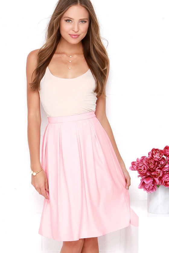 Oh, So Pretty Light Pink Midi Skirt