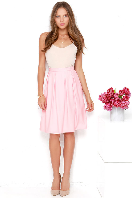 baby pink midi skirt